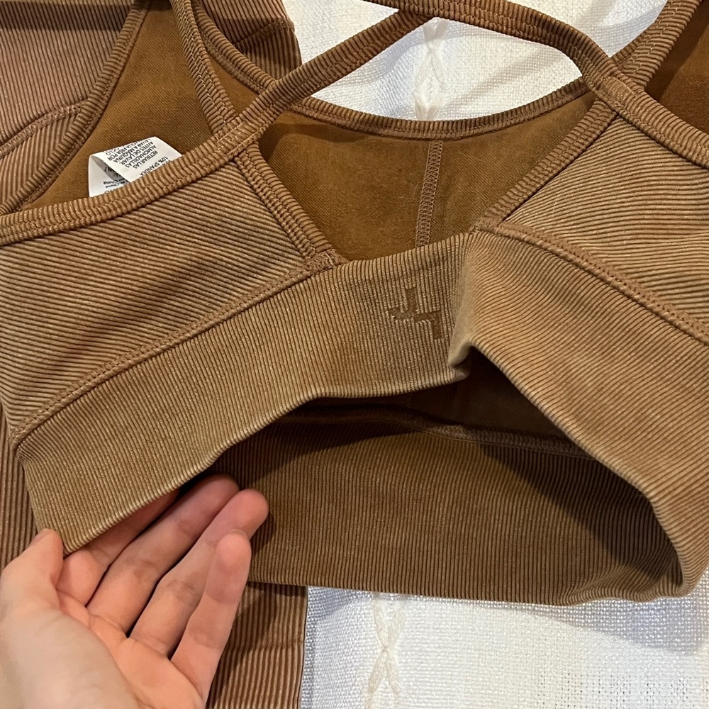 NWT JoyLab Tan Ribbed Activewear Set - Picture 3 of 5
